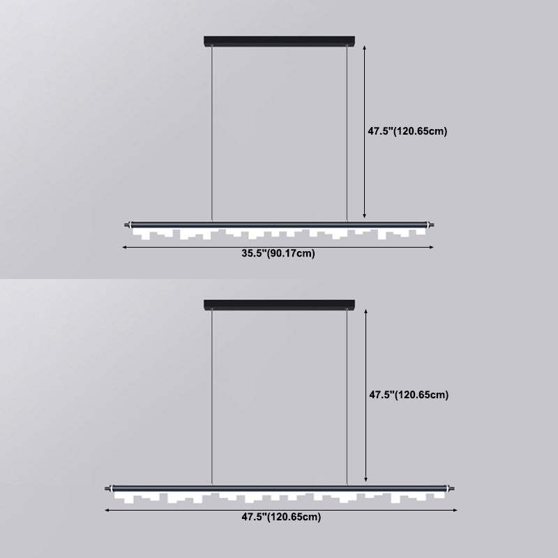 Zeitgenössischer Stil linearer Form Pendelleuchte Leuchtmetall 1 Licht Anhänger Beleuchtung