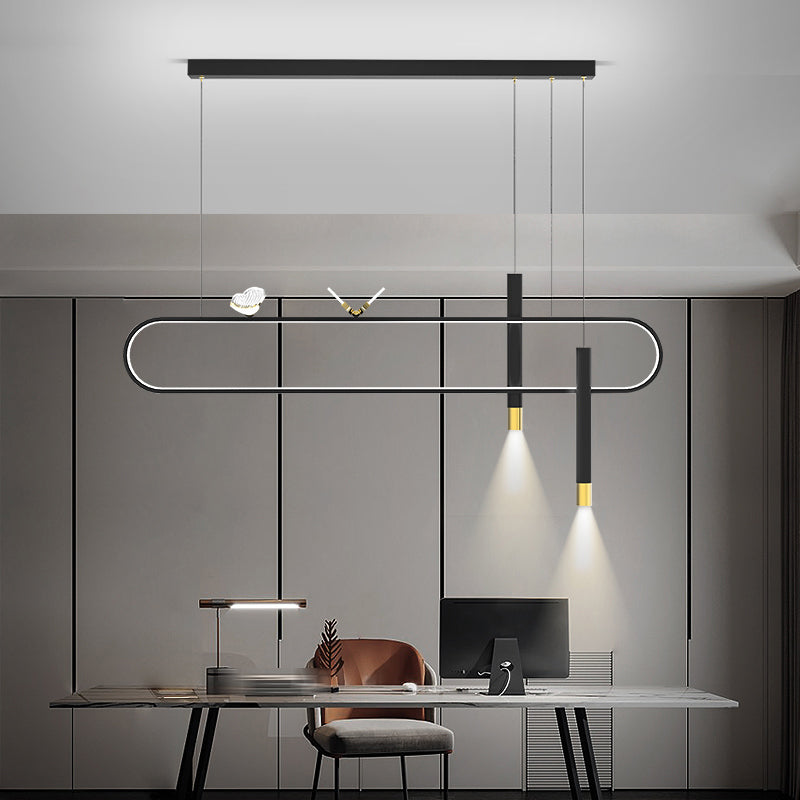 Linear Shape Island Lighting Ideas Contemporary Style Metal Island Pendants