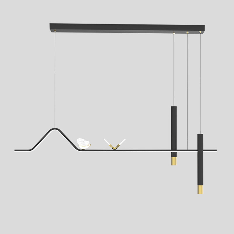 Linear Shape Island Lighting Ideas Contemporary Style Metal Island Pendants