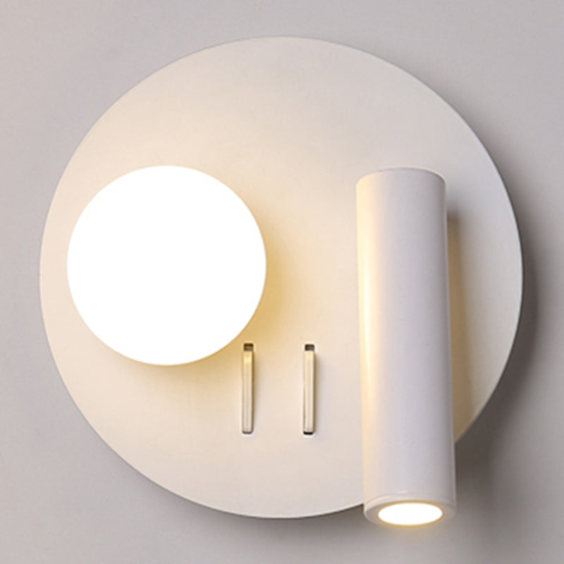 Modern Metal Wall Light Geometric White 2 Lights Reading Wall Sconce for Bedroom