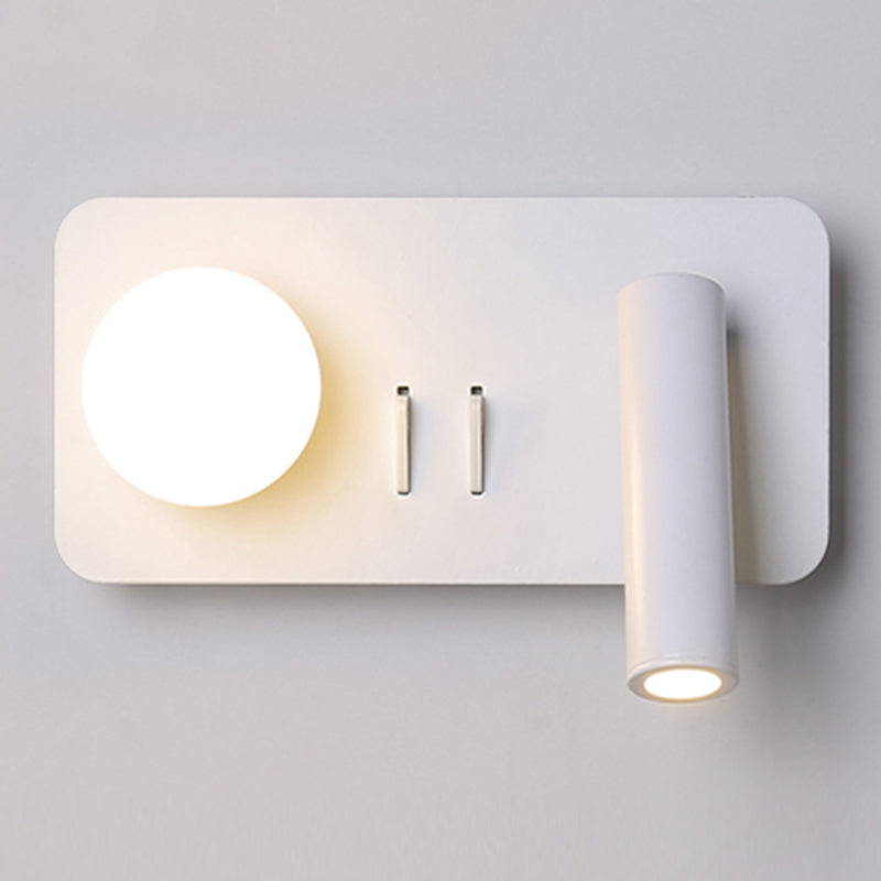 Modern Metal Wall Light Geometric White 2 Lights Reading Wall Sconce for Bedroom