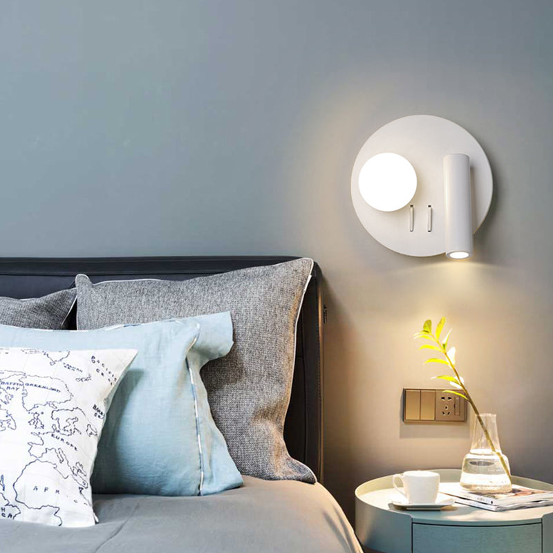 Modern Metal Wall Light Geometric White 2 Lights Reading Wall Sconce for Bedroom