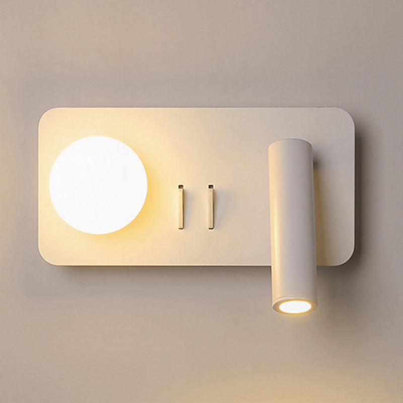 Modern Metal Wall Light Geometric White 2 Lights Reading Wall Sconce for Bedroom