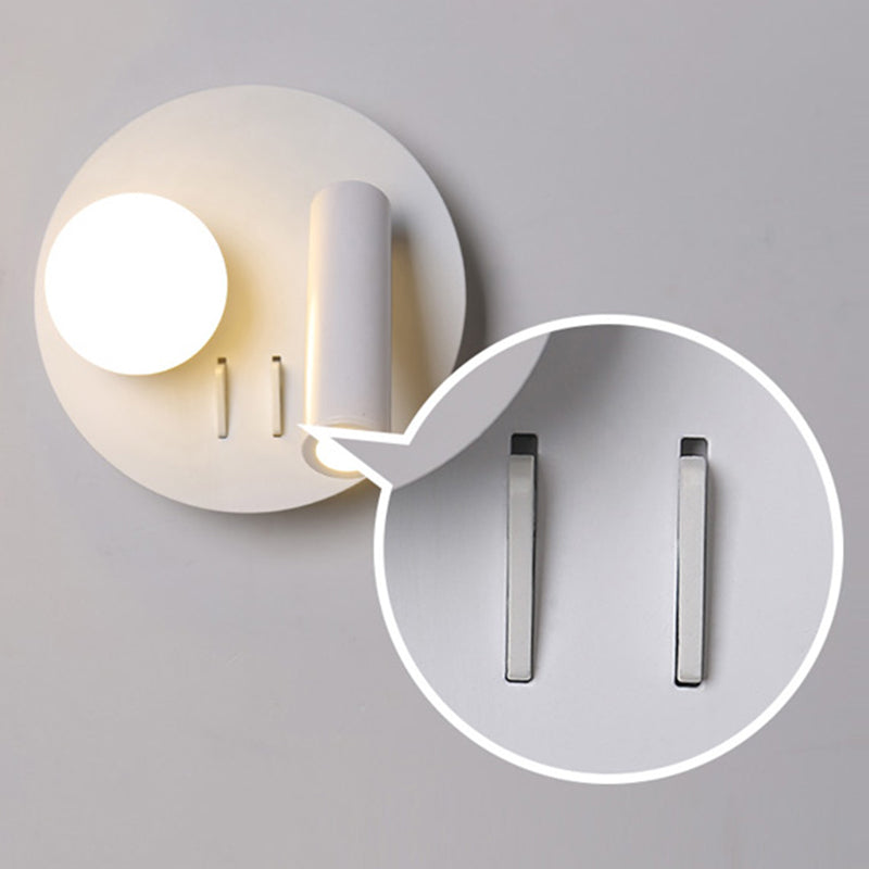Modern Metal Wall Light Geometric White 2 Lights Reading Wall Sconce for Bedroom