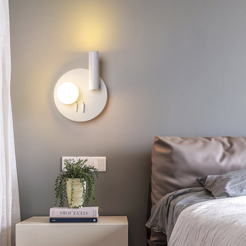 Modern Metal Wall Light Geometric White 2 Lights Reading Wall Sconce for Bedroom