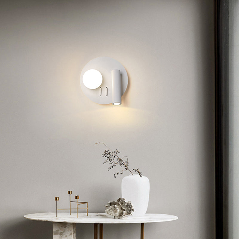 Modern Metal Wall Light Geometric White 2 Lights Reading Wall Sconce for Bedroom