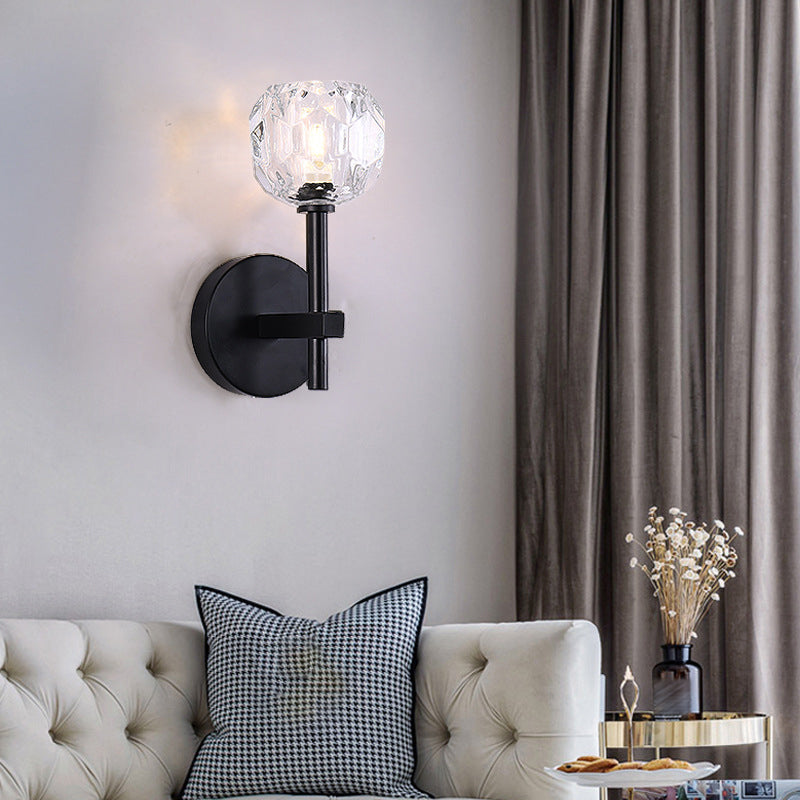 Modern Style Wall Light Fixture Crystal Shade Sconce Light Fixture for Bedroom
