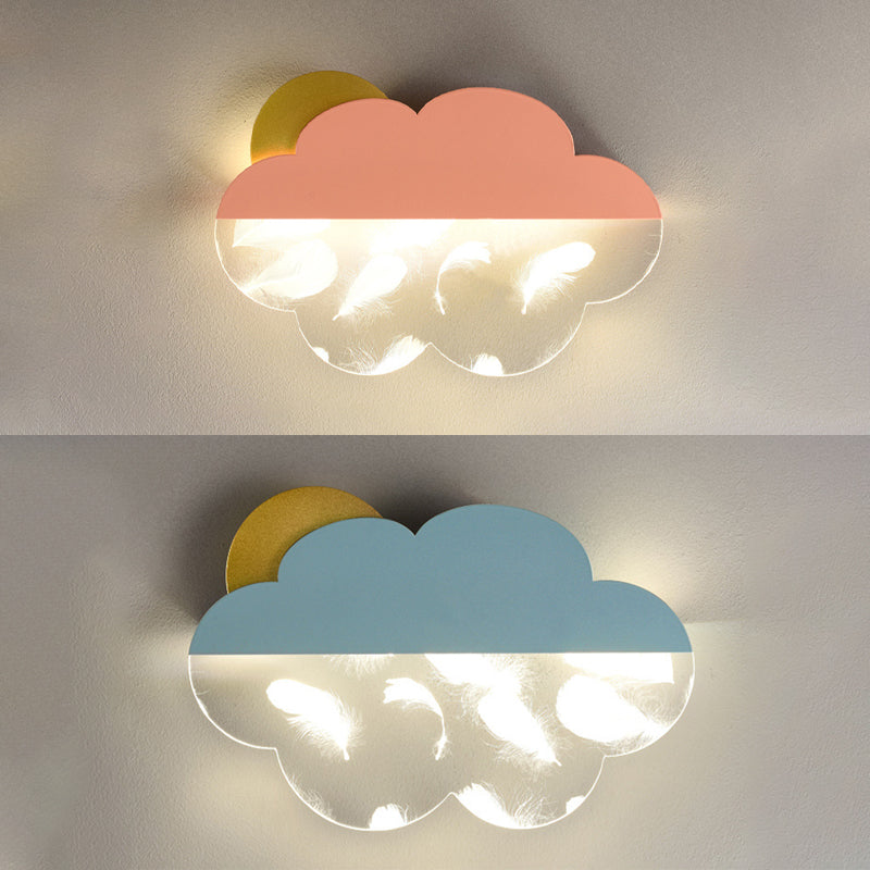 Lampada da parete a parete a forma di nuvola in metallo a 1 luci a parete montata a parete