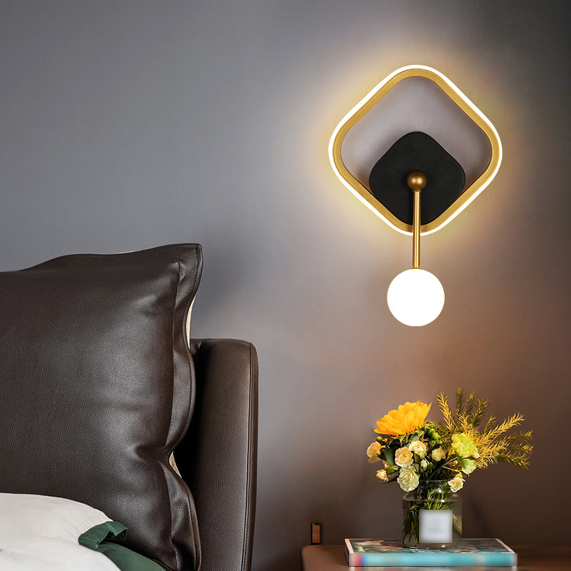 Postmodern Metal Wall Light Geometry LED Wall Lamp with Silica Gel Shade for Bedroom