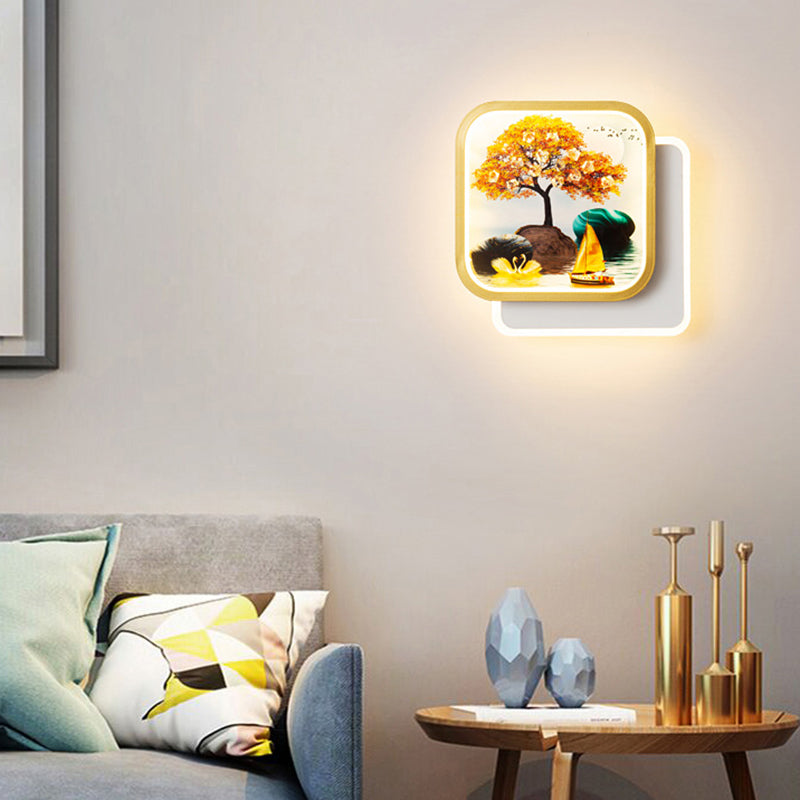 Modern Simple Iron Wall Light LED Wall Lamp with Acrylic Shade for Living Room