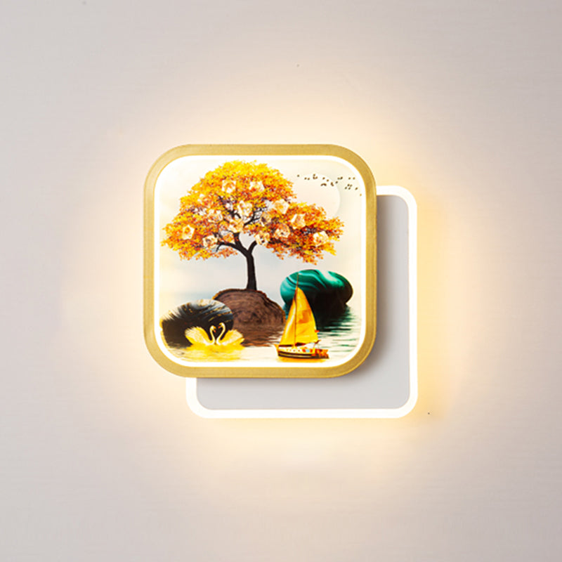 Modern Simple Iron Wall Light LED Wall Lamp with Acrylic Shade for Living Room