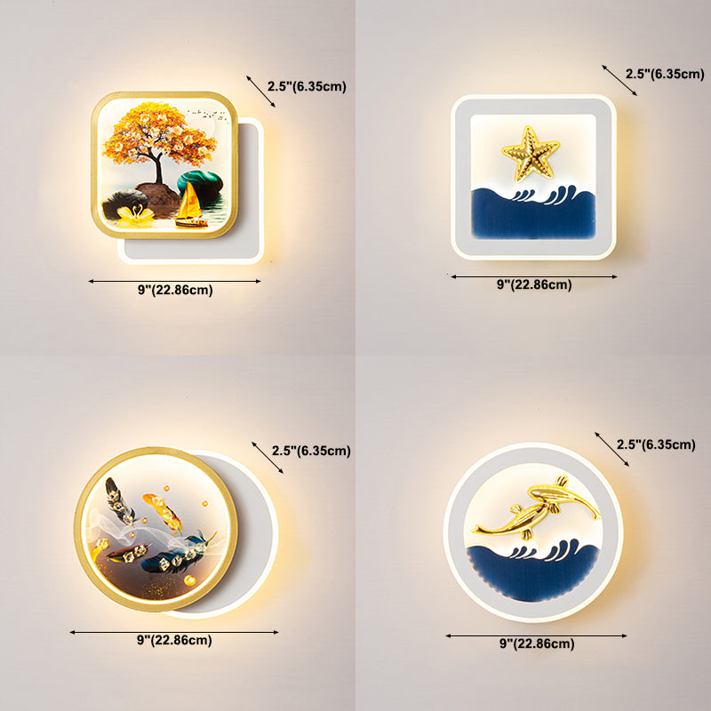 Modern Simple Iron Wall Light LED Wall Lamp with Acrylic Shade for Living Room