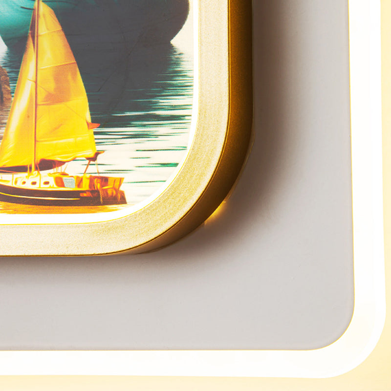 Modern Simple Iron Wall Light LED Wall Lamp with Acrylic Shade for Living Room