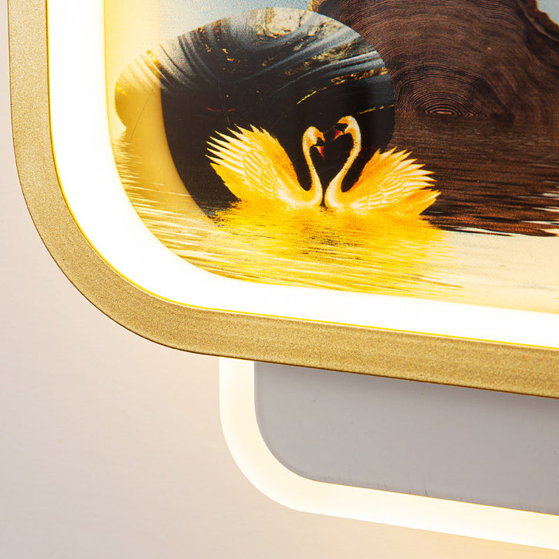 Modern Simple Iron Wall Light LED Wall Lamp with Acrylic Shade for Living Room