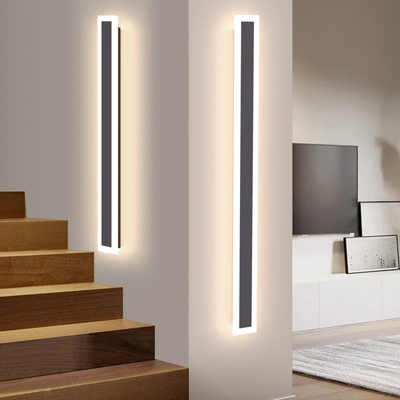 Metal Linear Shape Wall Mount Lighting Modern 1 Light Wall Mounted Light Fixture in Black