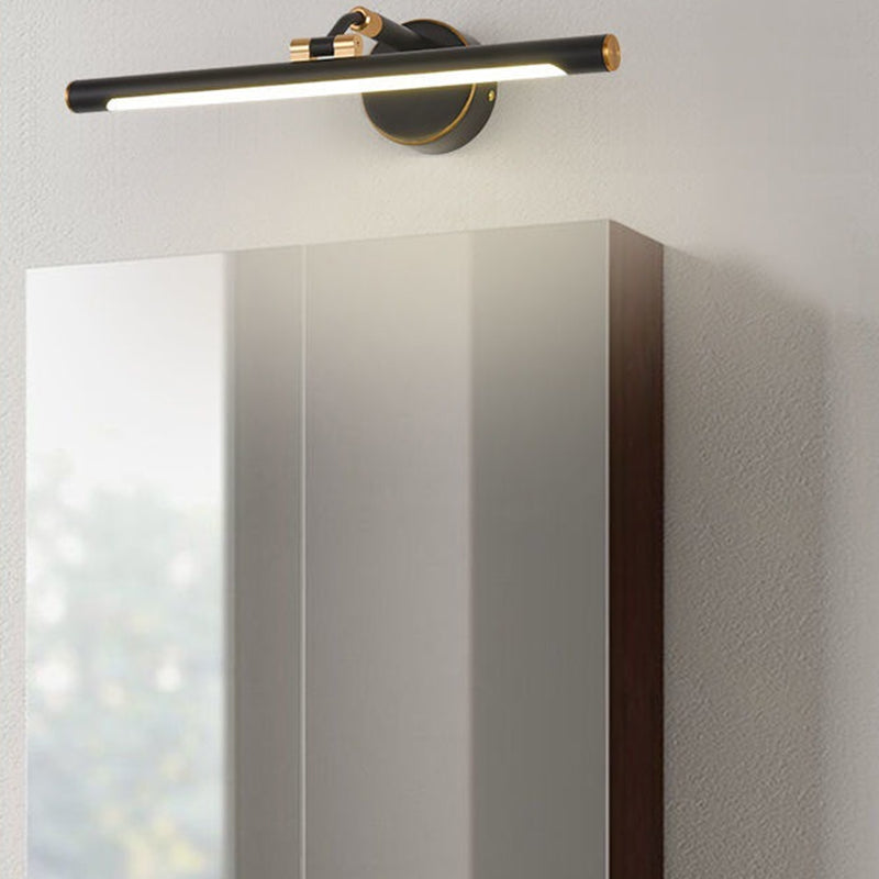 Linear Vanity Light Modern Metal Single Light LED Mirror Light for Bathroom in Black