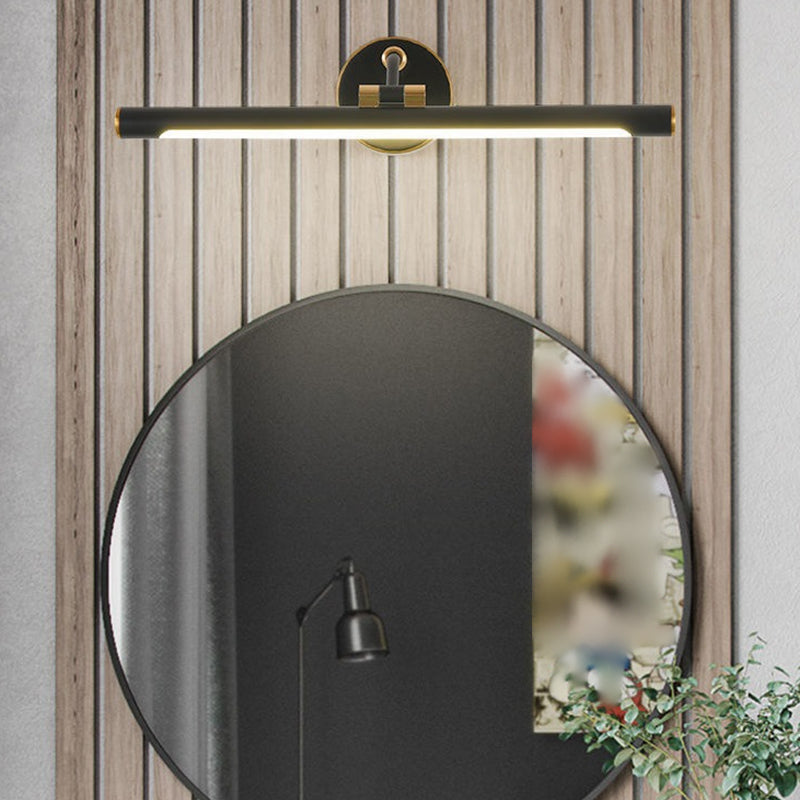 Linear Vanity Light Modern Metal Single Light LED Mirror Light for Bathroom in Black
