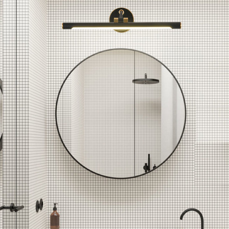 Linear Vanity Light Modern Metal Single Light LED Mirror Light for Bathroom in Black