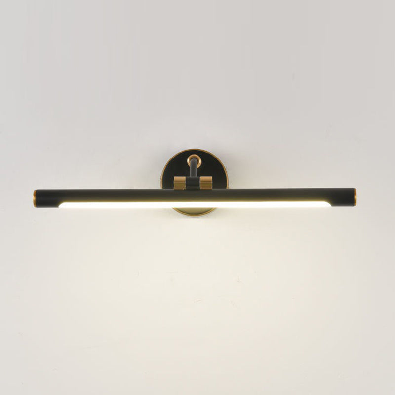 Linear Vanity Light Modern Metal Single Light LED Mirror Light for Bathroom in Black