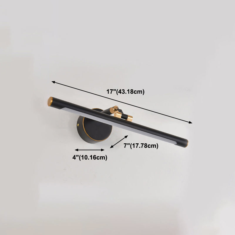 Linear Vanity Light Modern Metal Single Light LED Mirror Light for Bathroom in Black