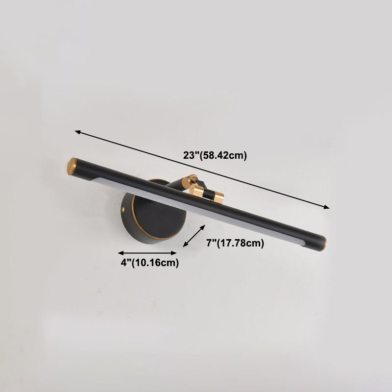 Linear Vanity Light Modern Metal Single Light LED Mirror Light for Bathroom in Black