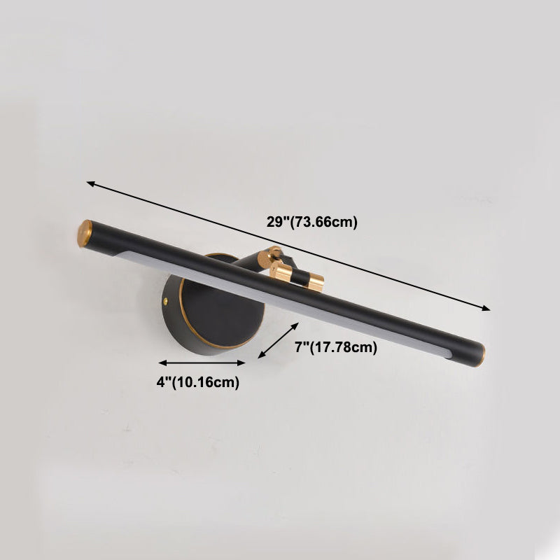 Linear Vanity Light Modern Metal Single Light LED Mirror Light for Bathroom in Black
