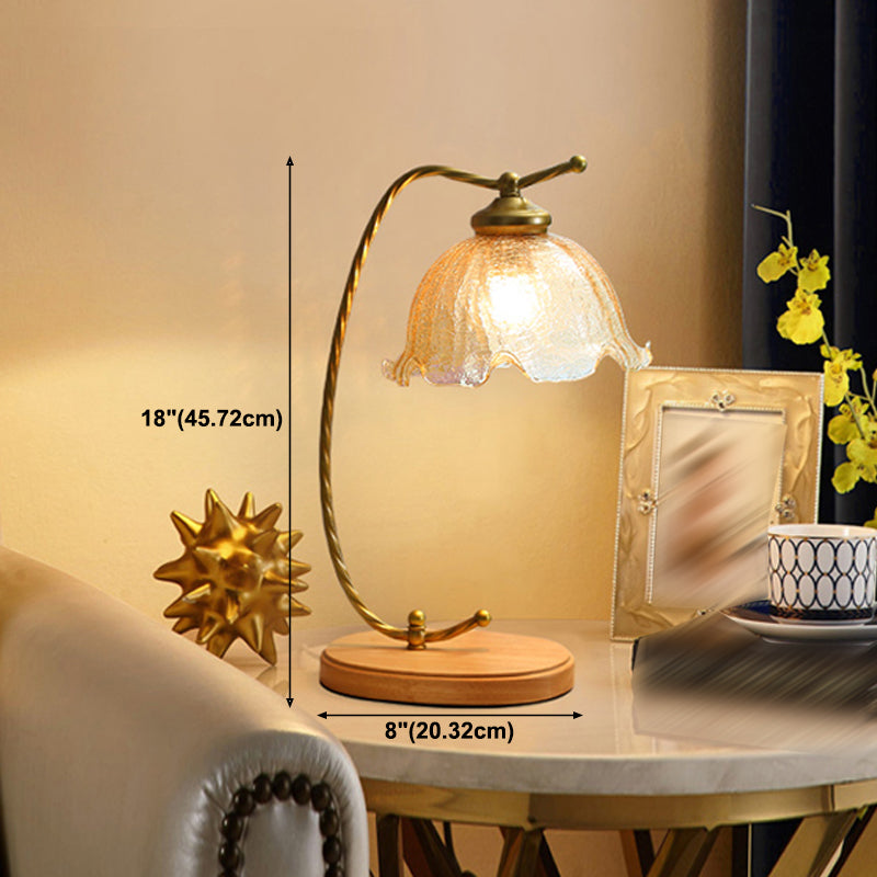 Floral Night Table Lamp Minimalist Style Glass Table Light for Bedside