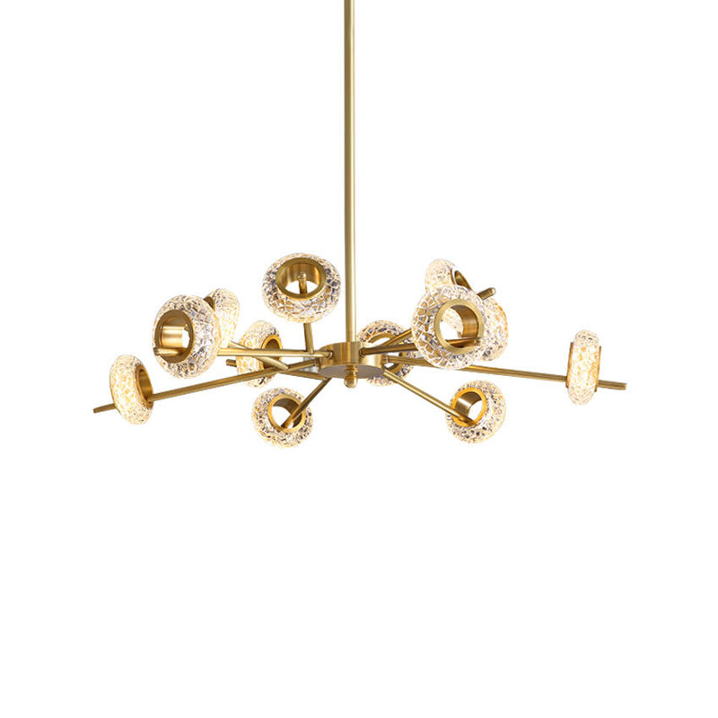 Geometrischer goldener Kronleuchter postmoderner Messing Kronleuchter Anhänger mit Kristall für Schlafzimmer