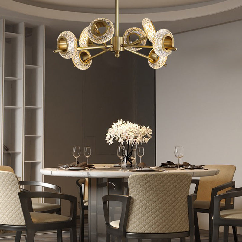 Geometrisch gouden kroonluchter postmoderne koperen kroonluchter hanger met kristal voor slaapkamer