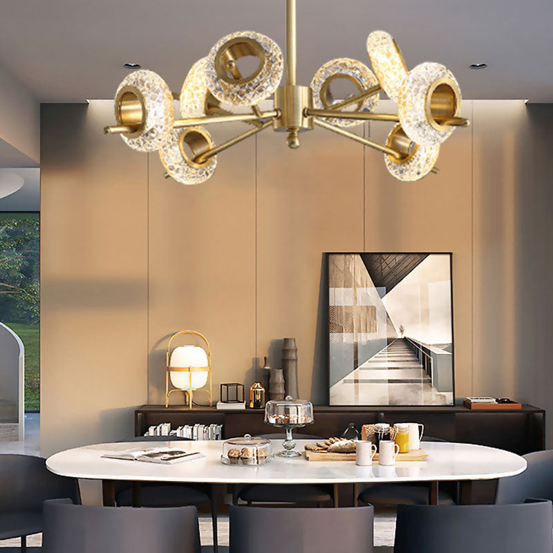 Geometrisch gouden kroonluchter postmoderne koperen kroonluchter hanger met kristal voor slaapkamer