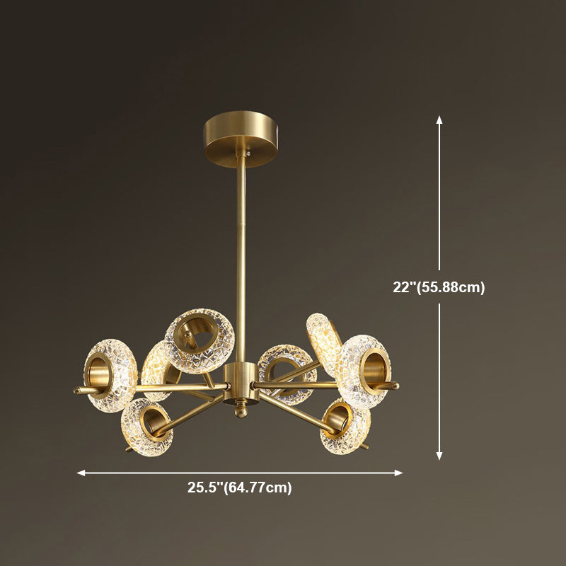 Geometrisch gouden kroonluchter postmoderne koperen kroonluchter hanger met kristal voor slaapkamer