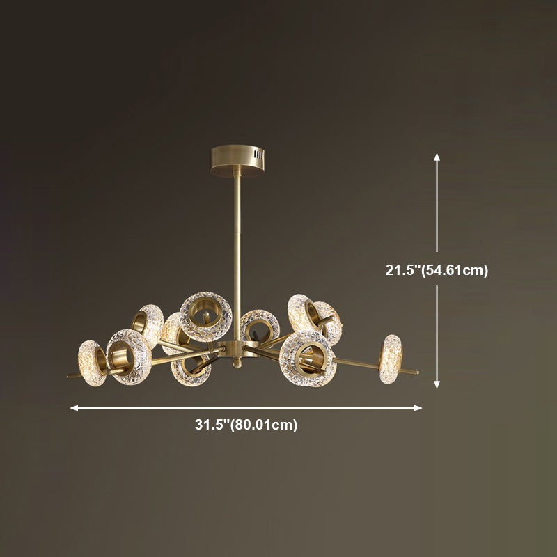 Geometrisch gouden kroonluchter postmoderne koperen kroonluchter hanger met kristal voor slaapkamer