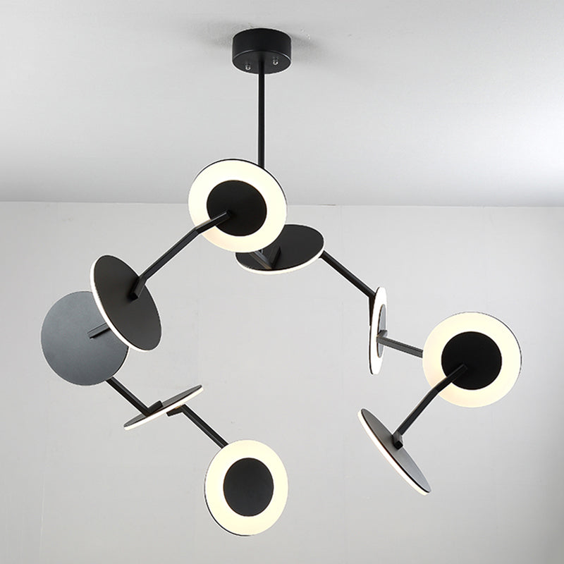 Moderne stijl metalen kroonluchter licht zwarte schotel schaduw hanglamp voor woonkamer