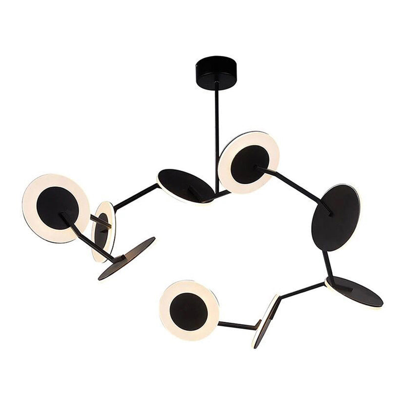 Moderne stijl metalen kroonluchter licht zwarte schotel schaduw hanglamp voor woonkamer