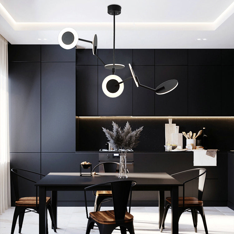 Moderne stijl metalen kroonluchter licht zwarte schotel schaduw hanglamp voor woonkamer