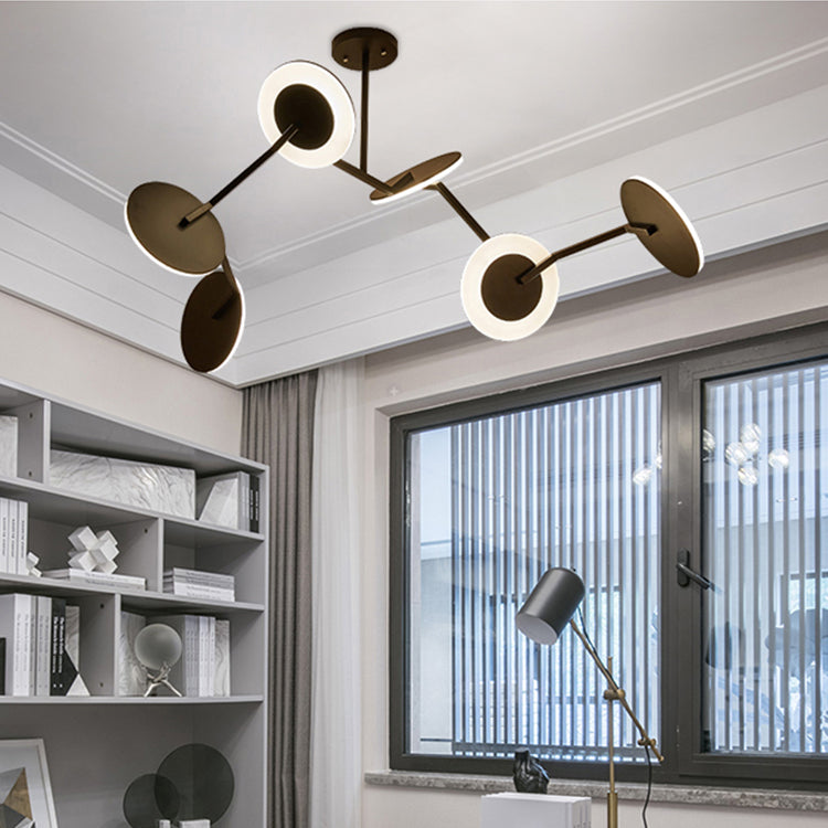 Moderne stijl metalen kroonluchter licht zwarte schotel schaduw hanglamp voor woonkamer
