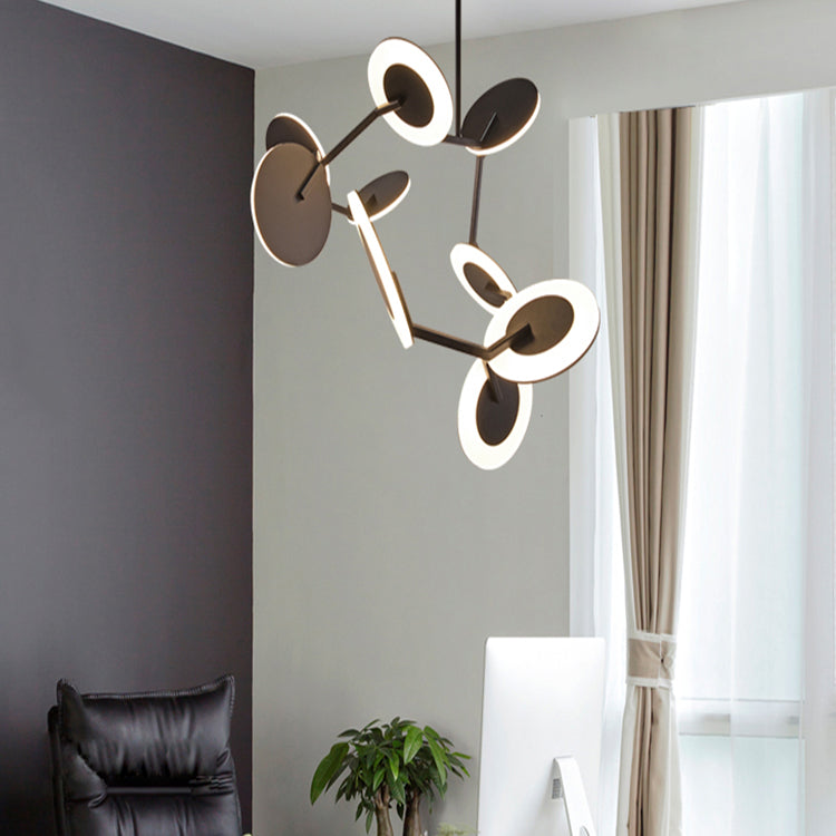 Moderne stijl metalen kroonluchter licht zwarte schotel schaduw hanglamp voor woonkamer