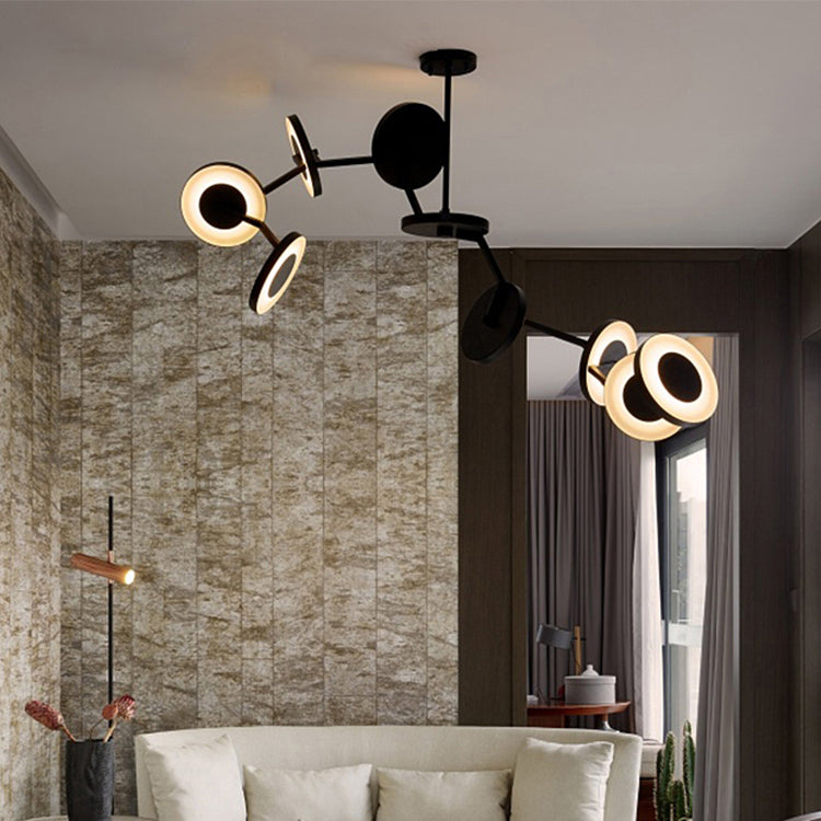 Moderne stijl metalen kroonluchter licht zwarte schotel schaduw hanglamp voor woonkamer