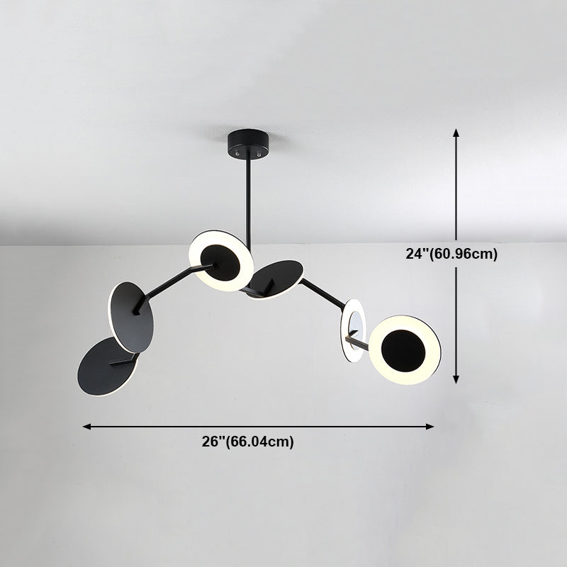 Moderne stijl metalen kroonluchter licht zwarte schotel schaduw hanglamp voor woonkamer
