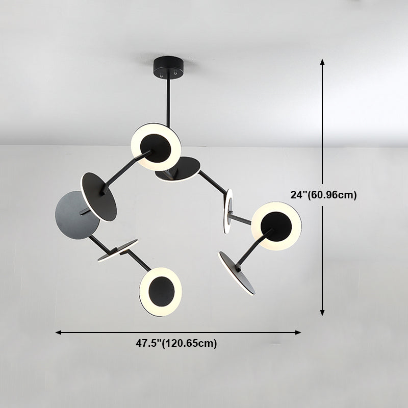 Moderne stijl metalen kroonluchter licht zwarte schotel schaduw hanglamp voor woonkamer