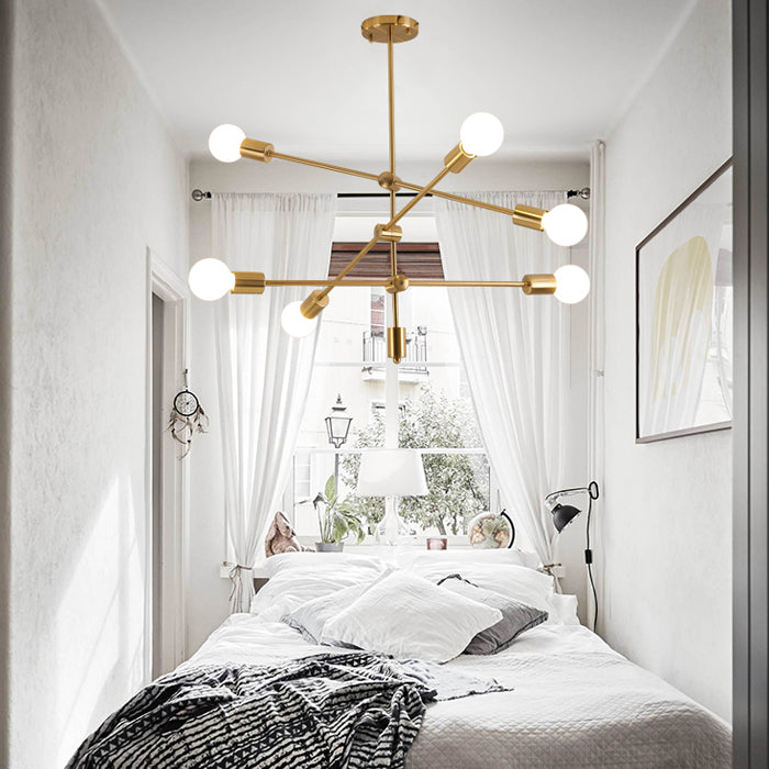 Postmoderne stijl kroonluchter verlichtingsarmatuur blootgesteld lamp metaal hanger licht