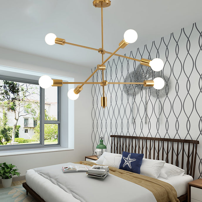 Postmoderne stijl kroonluchter verlichtingsarmatuur blootgesteld lamp metaal hanger licht