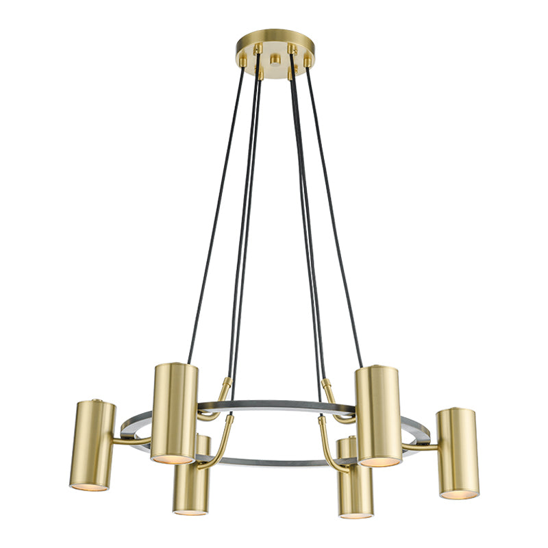 Postmoderne stijl metalen kroonluchter verlichtingsarmatuur gouden cilinder hanger licht