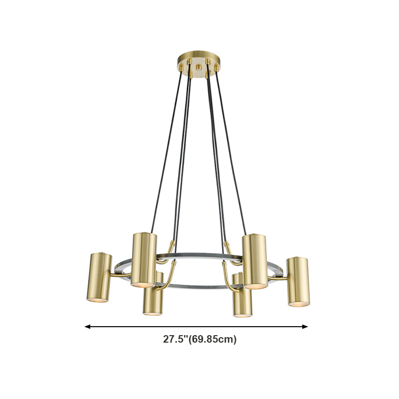Lámpara de lámpara de metal de estilo posmoderno lámpara de oro cilindro luz colgante