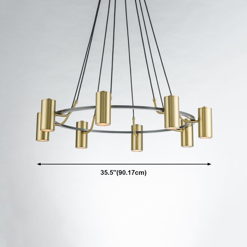 Postmoderne stijl metalen kroonluchter verlichtingsarmatuur gouden cilinder hanger licht