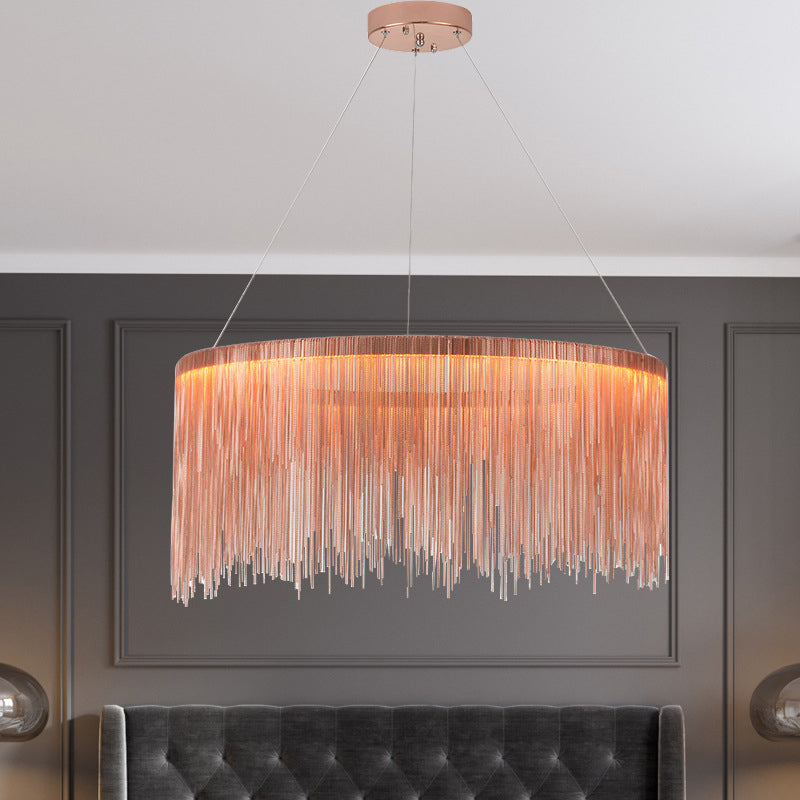 Postmodern Style Aluminum Tassel Chandelier Nordic Minimalist Pendant Lamp for Bedroom