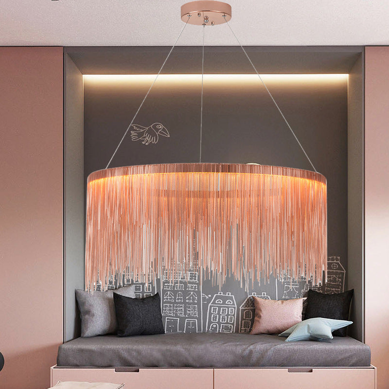 Postmodern Style Aluminum Tassel Chandelier Nordic Minimalist Pendant Lamp for Bedroom