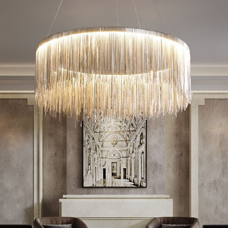 Postmodern Style Aluminum Tassel Chandelier Nordic Minimalist Pendant Lamp for Bedroom