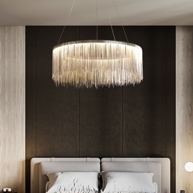 Postmodern Style Aluminum Tassel Chandelier Nordic Minimalist Pendant Lamp for Bedroom