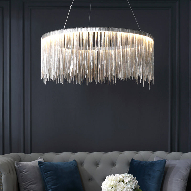 Postmodern Style Aluminum Tassel Chandelier Nordic Minimalist Pendant Lamp for Bedroom
